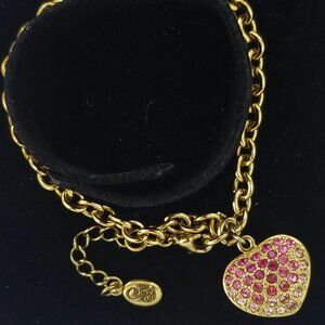 ANNALEECE GOLD HEART SHAPE PINK DIAMONDS BRACELET 9" 🌟